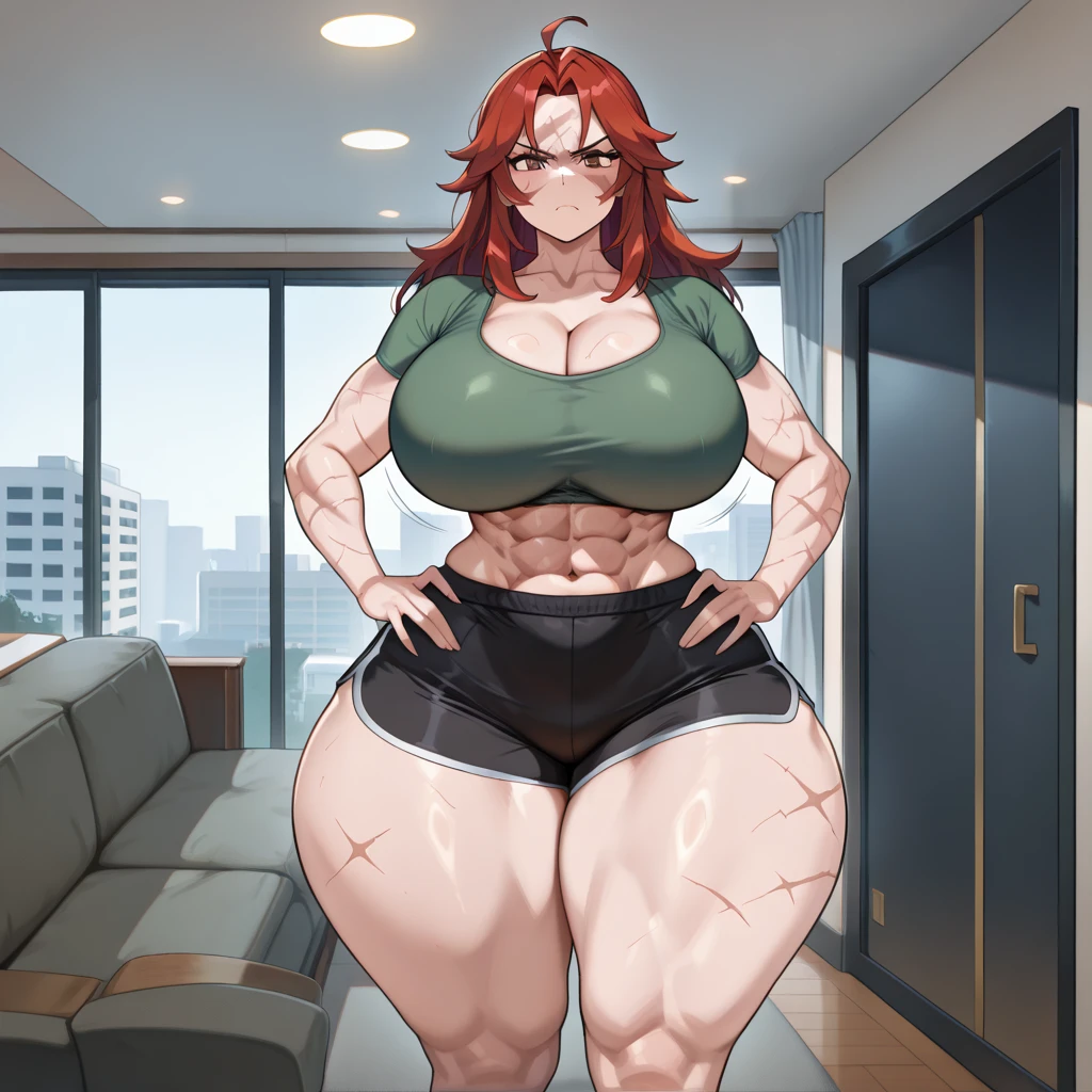 4K Quality, sexy smile, over the shoulder pose, black and red short dress, black and red Jordans, standing up, black and red braids, (dark skinned), thick thighs, big breasted, big ass, looking at viewer, amber eyes, night time, bedroom eyes, full body, city background, perfect face, perfect body, perfect eyes, full lips,