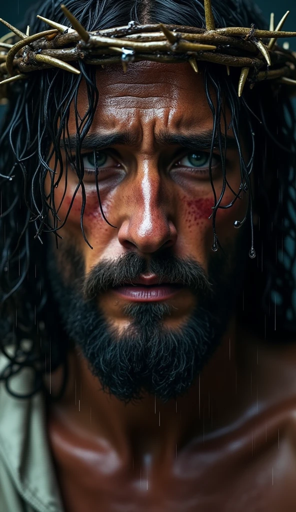 "((highly detailed, detailed eyes, detailed face, clear and realistic facial features, photorealistic, realistic light; cinematic)), (1 man), ((((cozy studio background)))), (((sophisticated gorgeous refined middle-aged male artist))), ((strangely beautiful yet masculine)), ((((intense fascinated expression)))), ((serene mood)), (((hazel brown eyes))), ((long wavy brunette hair tied half up)), (((dressed in a red shirt and jeans)))."