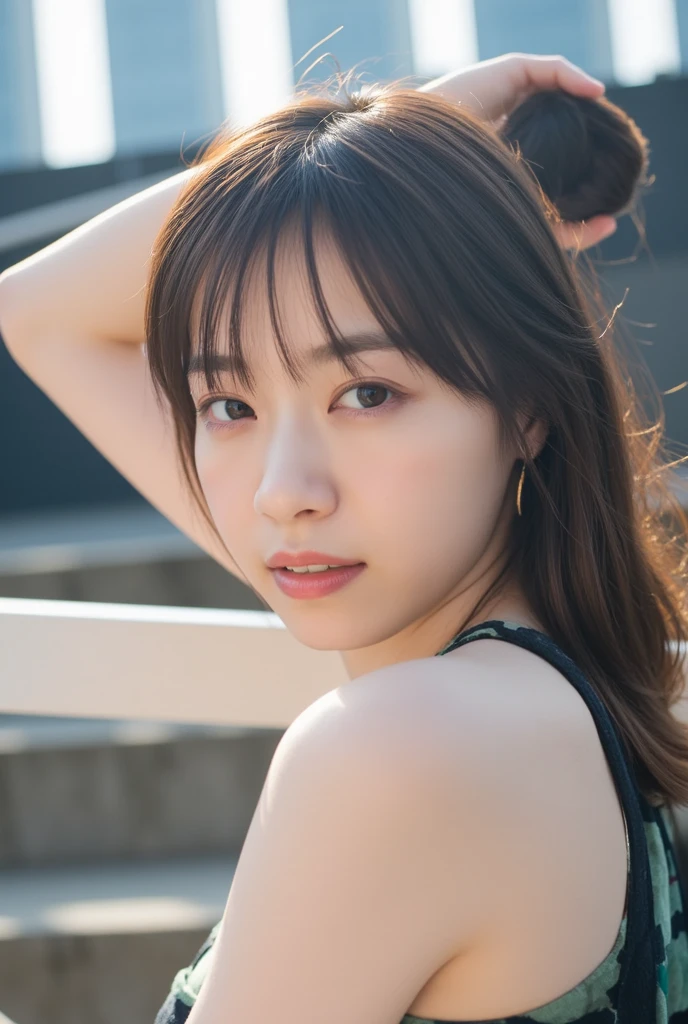 (Realistic:1.3、Ultra HD、Ultra-high resolution、8k、Japanese office lady、Realistic、black collared shirt、At work、)、((Look Viewer:1.8))、(Extremely realistic skin texture:1.4)、(Realistic:1.3)、(((Embarrassed expression:1.5)))、(40-year-old woman、Mature Woman)、(Raise both arms to show your armpits:1.8)、(Face close-up:1.75)、((Shooting from the side:1.1))