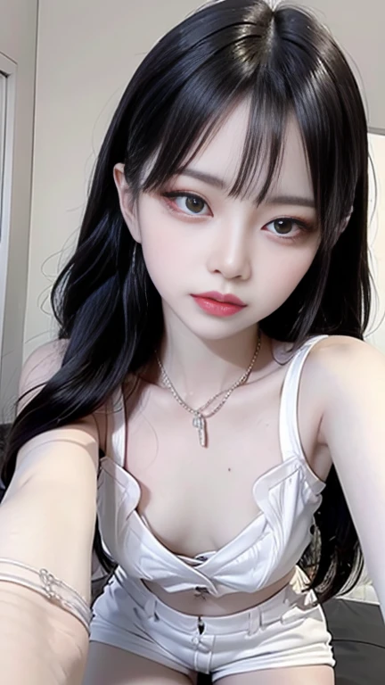 Highest quality、8k、32K、masterpiece、Ultra-clear、Highest quality、8k full vision, Cinema Lighting:1.2)、(Blue Right), One Girl、Long Hair Girl、Beautiful Japanese Woman、Black-haired、Heavy bangs、Accentuate your breasts、choker、(Super big breasts:1.5), (jirai type fashion、Jirai Type Makeup, Jirai girl), Sparkling under-eye bags、Red glitter eye makeup, From feet to head、
Turned off the light:1.8, Hotel Bed、SEX ROOM、Love Hotel:1.8, crazy hot sexy underwear、 SEX appeal:1.5, SEX:1.5
