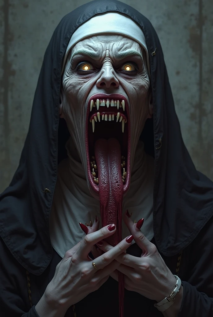 Bloody Ghost Tounge Outside mouth With Dangerous face