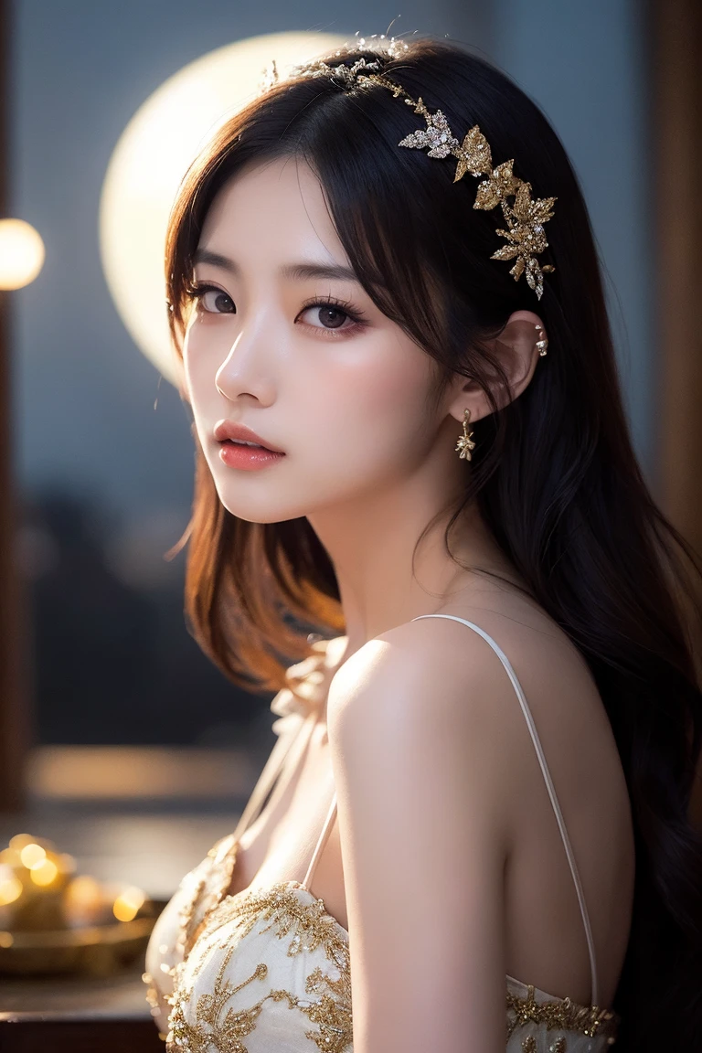 High-quality work，Realistic works，Super premium graphics，8K HD CG works，high quality graphics，High-definition and exquisite CG works，10x pixels，Ultra-fine details：1.1，Advanced technical details：1.1Realistic photo effects，Interior lighting effects：1.5，natural soft light：1.5. Light effect（Virtual light effects：1.8），ultra high resolution，shining dress，sliver long hair，silber hair，transparenthair，high detailed hair（Quality hair details：1.1）Clear eyes，Double eyelids look good，Sharp eye makeup, Create exquisite eyelash makeup, tthin eyebrows, Ultra-detailed eyes，a tall nose, lovely red lips, rosey cheeks, With delicate makeup on her face , pretty face, The face shape is perfectly proportioned,（Advanced facial details：1.1） Abstract Expressionism Abstract Beauty,Center,(eyes looking at camera:1.5),Nearly perfect,Dynamic,moonlight,Very detailed,number,Art Station,concept art,Smooth,Sharp focus,illustration, Vibrant brushwork, Bold Colors, ruffle form, expressive, emotion, official art,Unity 8K wallpaper,Ultra Detailed,Beautiful and beautiful,masterpiece,best quality,(zendispute, Mandala, dispute, endispute),(Fractal Art:1.3),1 Girl,Extremely detailed,(laugh:1.3)，Dynamic angle,Cowboy shooting,Chaos in its most beautiful form,elegant,Sexy,bright colors,，Women's artwork，Dress full body video，Realism，Amazing Cleavage，My eyes are very bright today
