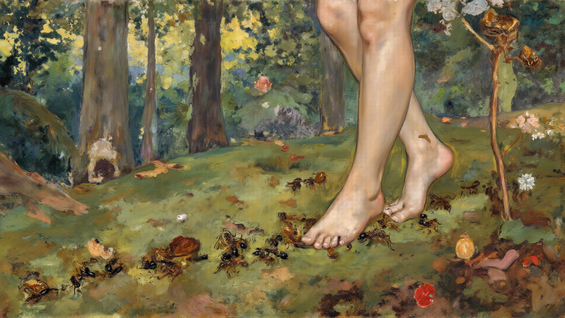 fauns, (close up photo a woman's legs), 8k hdr, high quality, soft cinematic light, dramatic atmosphere,