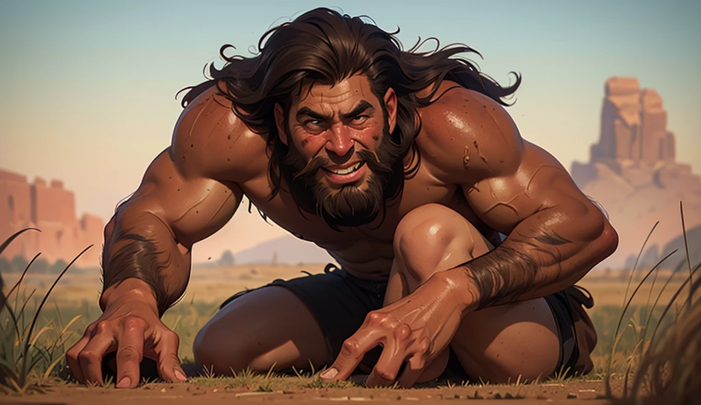 A prehistoric man discovers that a round stone can roll more easily than a square object.
