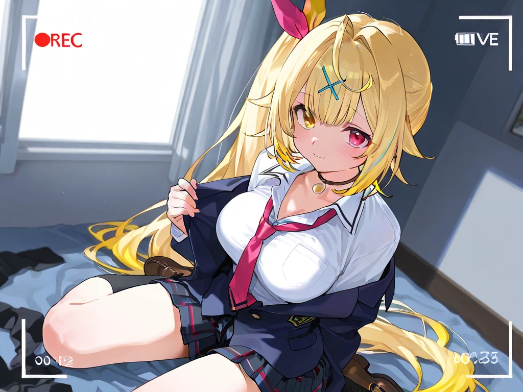 (((nsfw))), (((spread legs))), (((legs up))), (((??????????))), extremely delicate and beautiful, amazing,masterpiece, (Depth of field:1.2),trmkmk, tsurumaki maki, 1girl, blonde very long hair, antenna hair, headphones, hair ornament, green eyes, red necktie, bare shoulders, detached sleeves, cleavage, red skirt, single thighhigh,in heat, small breast, perky breast, cute face, hospital gown,(((large breasts))), (((show off nipple))),naughty face
