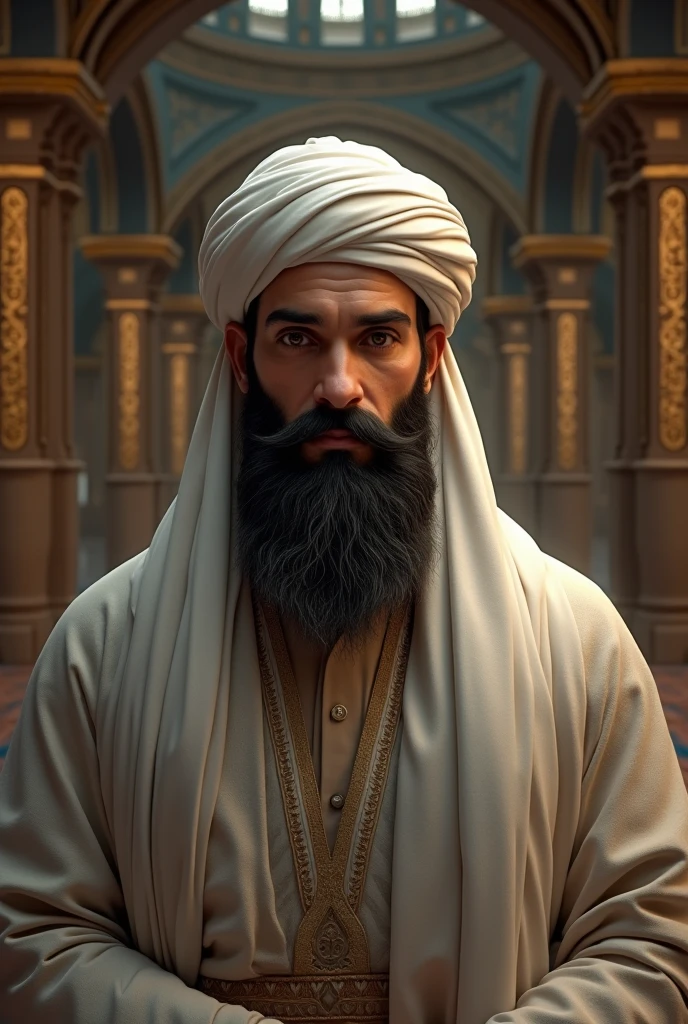 Handsome man wearing imam writing shirt