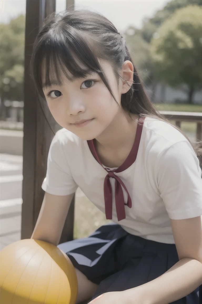 a close up of a young woman sitting on a wooden bench, young gravure idol, young pretty gravure idol, realistic young gravure idol, young skinny gravure idol, young sensual gravure idol, mayuri shiina, chiho, 奈良美智, japanese girl school uniform, narumi kakinouchi