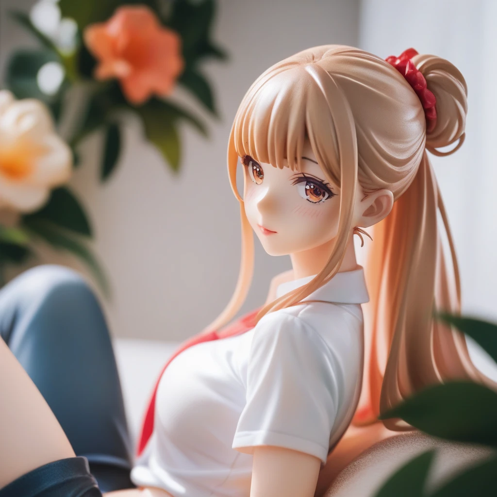 Mahiru shiina,Mayuchina、Good looking girl (blush, Perfect Face), independent , Looking into the camera, masterpiece, Anime art style, Cute Characters, Most detailed, high quality、Nico Nico Smile、There are highlights in the eyes、Normal chest、The whole body is visible、blonde、Long Hair、Yellow Eyes、Swimwear、sexy