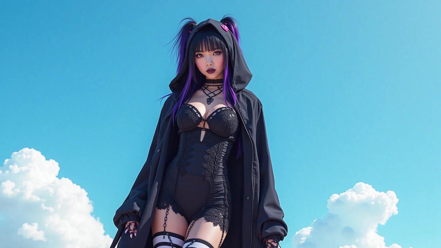 A transparent little devil、Transparent nipples、Big Tits、Transparent little devil、See-through pantyhose、Transparent pantyhose、Cabin attendant、plane、airport、Pussy line、Bite、Spread your legs、Purple Hair