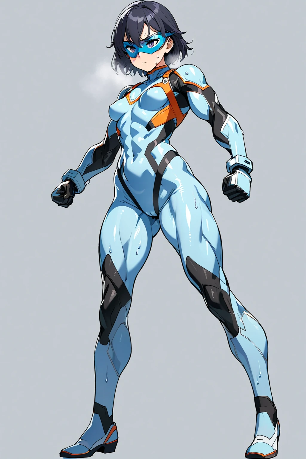 masterpiece,best quality,1boy,link,the legend of zelda,blue tunic,closed eyes,flat chest,embarrassed,blush,zero suit,blue gloves,high heels,standing,<lora:CHAR-tLoZ-link-botw(link, the legend of zelda, blue tunic)_offset:0.8>,<lora:zerosuit-nvwls-v1:0.9>,