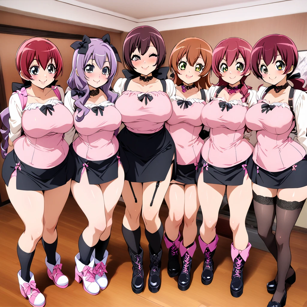 (Top quality illustrations:1.3), (Full color illustrations:1.9), (cute女の子5人:1.5), (Five Girls、Alongside), (School classroom)、(平行にAlongside立つ)、Commemorative photo、 (Five Girls、Non-virgin、17 years old、Mature、cute、Gal):1.4、(Slightly smaller breasts)、Slightly narrow waist、(Ultra-detailed eyes:1.2)、high school girl、prostitution、 (Non-virgin:1.2)、 Thighs Thighs、Beautiful Skin、Soft Skin、(((((nude)))))、(((Dark brown nipples:1.5)))、(((Small nipples:1.7)))、(((Small areola:1.7)))、(((Areola of black color:1.7)))、(((Beautiful breasts)))、(((Front facing)))、Facing forward、Laughter、friend、Bold Pose、Sexy pose、Seduce your audience、Love your audience、(Black Hair、Blue Hair、Orange Hair、Brown Hair、Pink hair、Red hair、Blonde)、(short hair、Mid-length hair、Semi-long hair)、(Straight Hair、Wavy Hair、Curly Hair、Twin tails、ponytail)、(Good balance between face and body:1.7)、(Good balance of girl placement:1.8)