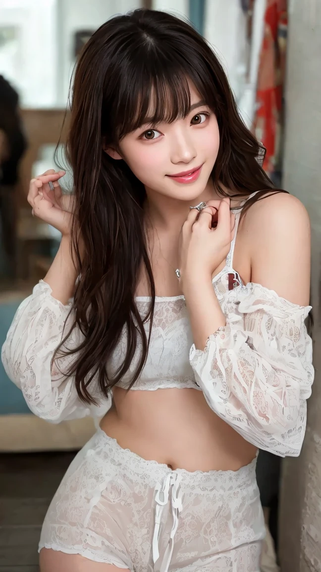 ((((((Looking at this))))))
8k、RAW Photos、Highest quality、Super detailed、Super Resolution、Ultra HD、8k wallpaper、Amazing details、
((White-walled school classroom))、Many students、blackboard、(((Write in a notebook)))、(smile)、(A 16-year-old girl sitting at a desk studying)、(Emphasize cleavage)、Heart Necklace
(((I can see the flower patterned bra)))
((Top view))