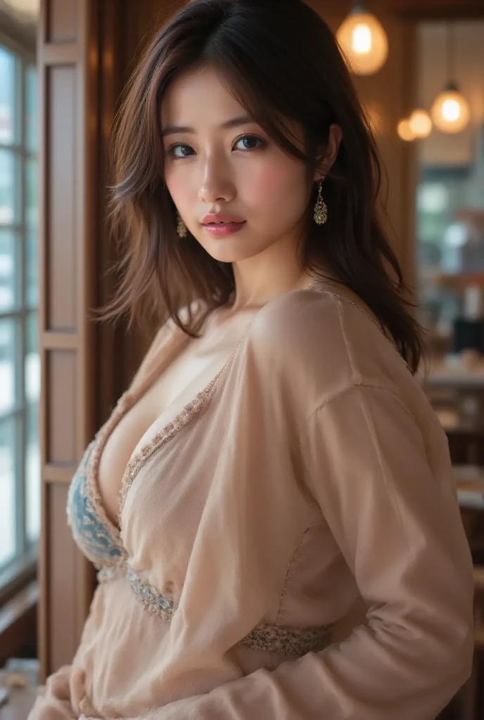 ((highest quality, 8k, masterpiece: 1.3)), Perfect body beauty: 1.4, Slim Abs: 1.2, Beautiful Woman With Slim Abs:1.3, (Highlight Haircut, Breast A cup:1.2), Small breasts, Round shaped breasts, Perfectly shaped breasts, (((loose sheer shirt))), (good, ), Simple Necklace, Highly detailed face, 18-year-old, Beautiful woman, (Dark brown shortcuts), Slim face, Highly detailed face and skin texture, Highly detailed lips, Spread your legs, highest quality, masterpiece, 超A high resolution, (Realistic:1.4), I walked with confidence, Open your arms, length Shot , (Outdoor), Light background, Sunset Light,
((Beautiful female announcer)),
((clean, Lightweight milk-colored long-sleeved blouse, Sexy string bra, Tight mini skirt:1.5)),
((Gorgeous Earrings, Silver Necklace)),
((Luxury Resort Hotel, Bright room, White wall, Foliage plant:1.2)),
((Open the glass window, Lying on your back on a white bed, Sleep with your head on the pillow:1.5)),
((Sexy atmosphere, Gaze seducing a man, hold out your lips:1.2)),
((Touching lips with fingers, Lift your hips, Focus on the inner thighs:1.2)),
((Lift your face a little)),
((Squint your eyes)),
((purse your lips:1.2)),
((Blushing:1.2)),
((Open your mouth a little to show your white teeth,, stick out your tongue a little)),
((Body facing forward)),
((The cleavage is fluffy, Beautiful breasts)),
Highly detailed skin, Fair skin, Glowing Skin, Highly detailed face, Slim face contour, Beautiful small face, Beautiful straight nose, Very beautiful eyes, length, Narrow eyes, Brown eyes, double eyelid, Very thin eyebrows, thin, length eyelashes, Ultra-detailed lips, Plump and moisturized lips, Glossy pink lips, Blushed, ((White beautiful teeth)), Beautiful actress'Fatigue makeup, Pink lipstick, Dark eyeshadow,
Dark brown hair, Delicate and soft hair, Hair blowing in the wind,
(Elegantly putting your hair up, short hair, ponytail:1.5), Layered Cut, (Blunt bangs:1.2),
Cute Smile, mouth half open, Dreamy look, ((Gazing at the audience)),
(((Photorealism,Shooting the whole body from the thighs:1.2))), ((Sideways body)),
Dynamic Lighting,