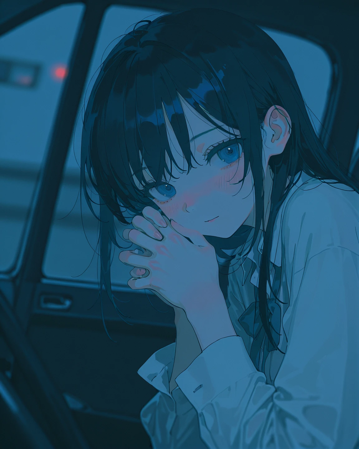 ((female)), (solo:1.2), ((masterpiece)), ((pale skin)), ((detailed eyes)), (bokeh effect), (dynamic angle), black hair, long hair, messy hair, ((heterochromia)), (interior), (off shoulder), ((casual)), (collarbone), (sharp eyes)