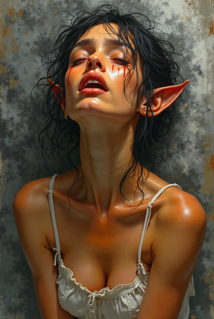 POV on top elves woman naked pleasure face dark hair