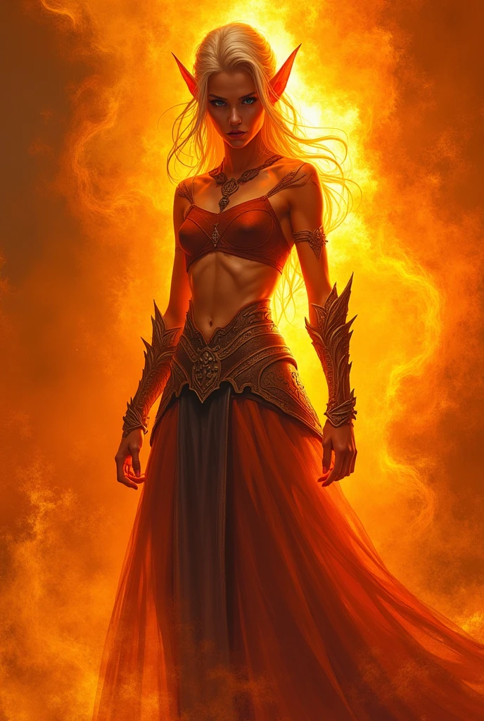 (fondo de pantalla 8k extremadamente detailed) ,A full-length portrait photo of an anime scene of a demonic sorceress conjuring fire, several burning chains around him, seductive body,tall body, mature body, busty breasts, REST Burning Aura, fireballs, Orange and yellow sparks dazzling around, little phoenix flying in the background, lava on the ground, magma,  BREAK,detailed,realist,Arte digital 4k muy detailed,Octane rendering, bioluminiscente, BREAK Concept art in 8K resolution, Realism,by Mappa Studios,masterpiece,Best Quality,official art,illustration,clear line,(Cold_Color),perfect composition,absurdities, fancy,in focus,rule of thirds