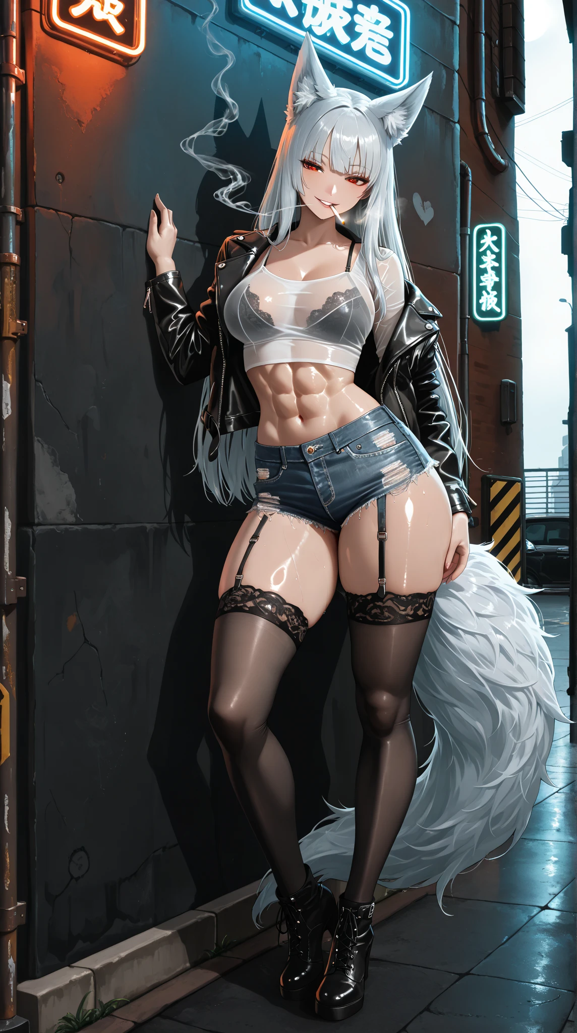 uploaded on e621, (((by Dimwitdog))), solo female (((blaziken))), wear (((slutty street hooker outfit))), (detailed blaziken), pokemon, (detailed lighting),(detailed fur), (detailed big breasts), big breasts, (detailed skin), BREAK, ((in an alley at night)), (cinematic lighting), ((detailed background)), ((depth of field)), (half body shadow), ((looking at viewer)), (low-angle view), ((three-quarter view)), [backlighting], [detailed ambient light], [gray natural lighting], [ambient light on the belly], [realistic proportions], [explicit content, adult, nsfw], [sharp focus], (questionable content), (shaded), (hi res), ((masterpiece)), half-closed eyes, bimbo, (prostitute), money, condom wrapper strip, (spread legs), sitting on a trash can, tank top, hooker boots, ("jaded and sad" expression), (after prostitution), sloppily dressed, used condom, (wide hips), big ass, aftersex, denim shorts, (detailed cameltoe), bimbo, bimbo hair, long hair,