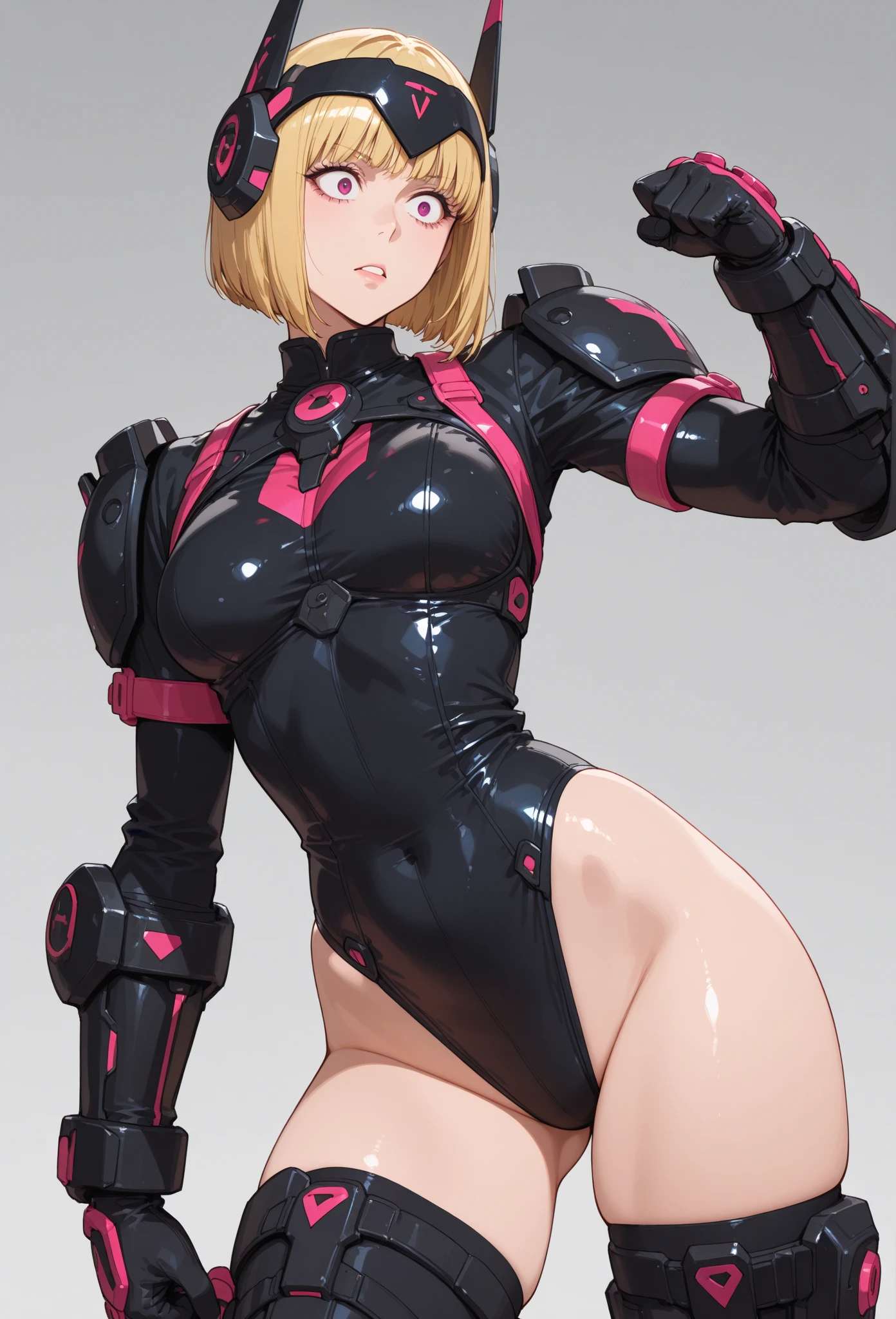 super deformed chibi cartoon Robot woman fetish sexy dominant rubber