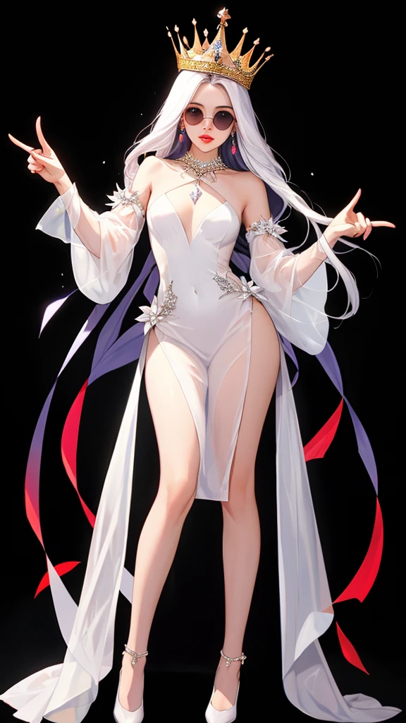 Extremely long white hair, purple eyes, dreamiest female figure, gorgeous teen girl. Gorgeous white mermaid fit and flare strapless wedding dress, with beautiful lace details with a matching long vail. Untra 8k.