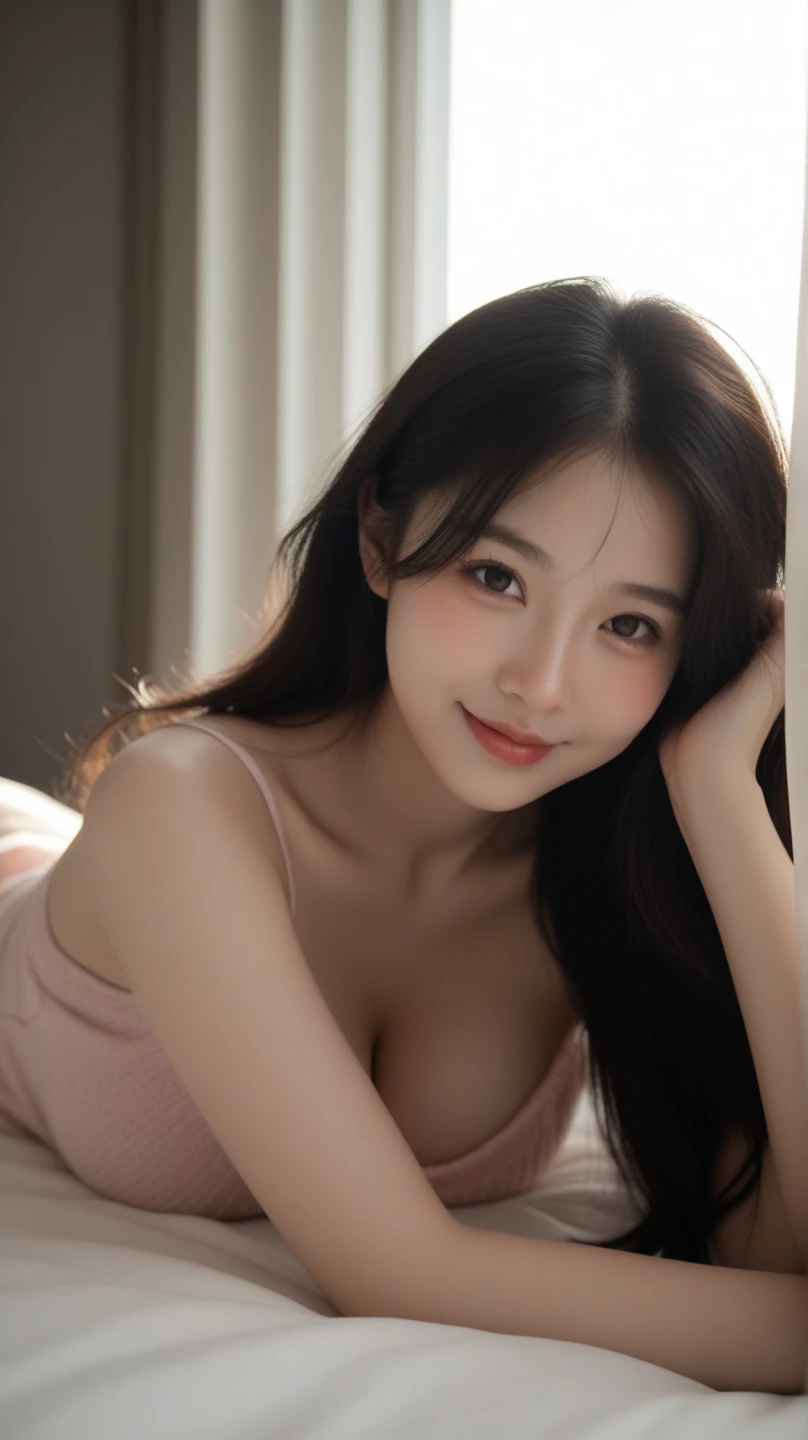 NSFW:1.5, Pubic hair,, Naked, Full body, beauty breast,Beautiful detailed eyes, (Long hair:1.2),  (8K, Best Quality, masutepiece:1.2), (Realistic, Photorealsitic:1.37), Ultra-detailed, 1 girl, Cute, Solo, (nose blush),(Smile:1.15),(Closed mouth)