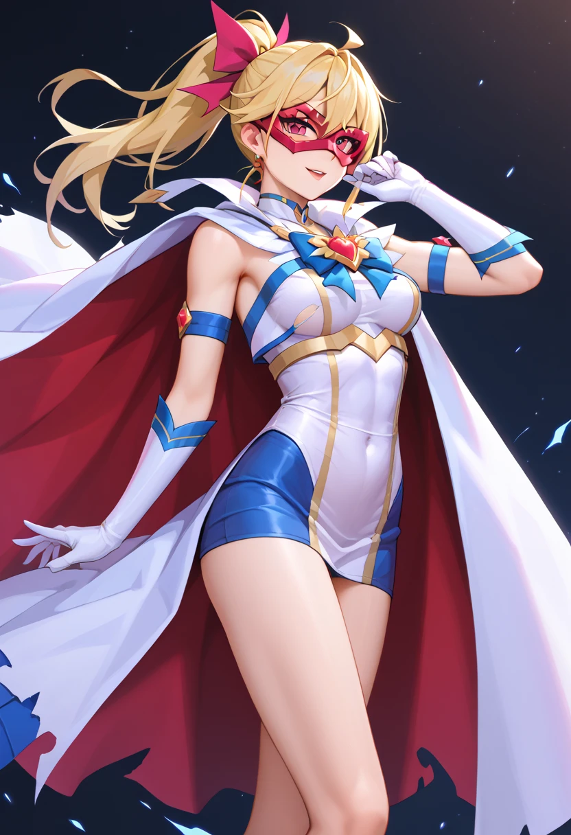 best quality, highres, ultra-detailed, realistic:1.37), A lady, 12 years old, (opening my mouth),(slightly wet with sweat), (dark hair), (micro skirt, bodysuit, short cape), (smiling), (fantasy, night),  santa top
