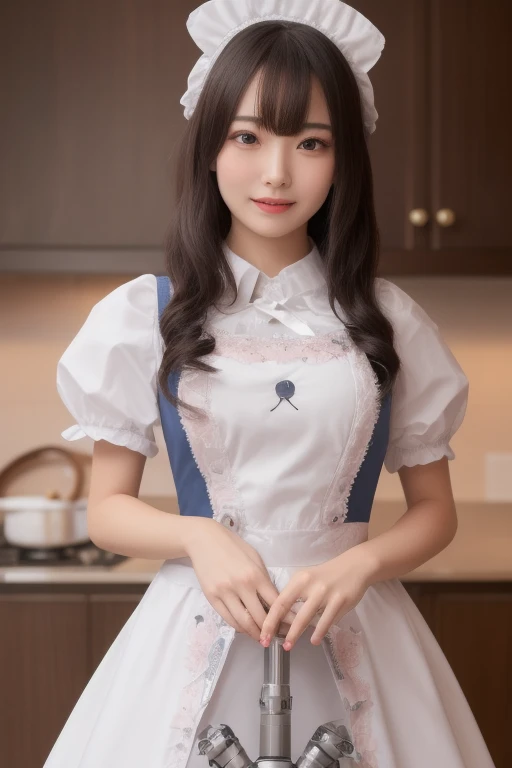 （master piece、reality、Raw photo）、A woman in her late 20s wearing a maid outfit、Adult maid、black stockings、Cherish the friendly atmosphere、gentle smile