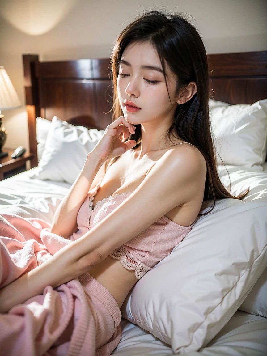 (black long hair:0.9),（Extremely meticulous CG 8k wallpaper），16k,（Extremely refined and beautiful），（Masterpiece），（best qualtiy:1.0），（Ultra High Resolution:1.0),beautiful light up，Perfect lightning,realistic shaded，[A high resolution],(Smooth and flawless fair skin:1.5),(shiny skin:1.5),Extremely exquisite facial details，ultra - detailed,2  girls,small head,dawn,dim light,Close Shot,in hospital,(sitting on hospital bed:1.3),(laughing:1.3),small face,（perfect body:1.1）,small breasts，flat chest，slim,(White nightgown:1.5),(femal orgasmic:1.5),(blush:1.3),ahegao,cowboy shot,portrait,from front