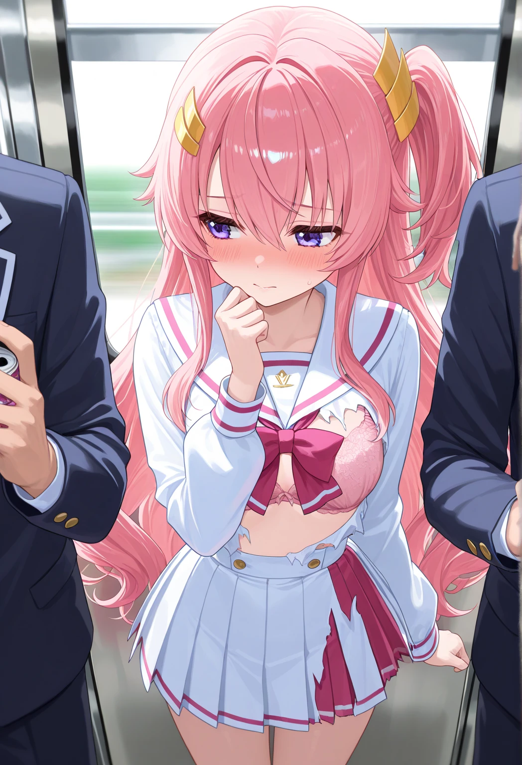 BREAK Perfect Anatomy、Highest quality、(High resolution:1.2)、Unbelievably absurd:1.3、Incredible illustrations、(Cute illustrations:1.2)、nsfw,(Beautiful background、on the bus)、1gial(Pink hair、Wavy Hair、fucked silly、((child,a girl, dwarf, height 1.3meters, 30kg,,10-year-old,)(school uniform,White Silk Sexy Lingerie、garter belt)(shackles,restrained、chain、gagged)Appealing pussy、(flat chest)( Sex preparation:1.2、upright straddle),(public indecency,(breathless,trembling,),pussy juice:1.2,How(anal,Sex),How in ass,(1fat boy),penvis ,(dutch angle)