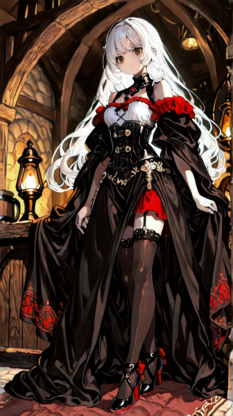 (Finest quality)),(超A high resolution),(ultra-detailliert),(Meticulous portrayal),((Best Anime)),(Finest works of art),sharpnes,Clair,Ultra-precise art,Contemporary art, (Devilish Beauty),Glamorous Body,thin-waist,a navel,((Seductive fashion)),a choker,Chain Accessories,piercings