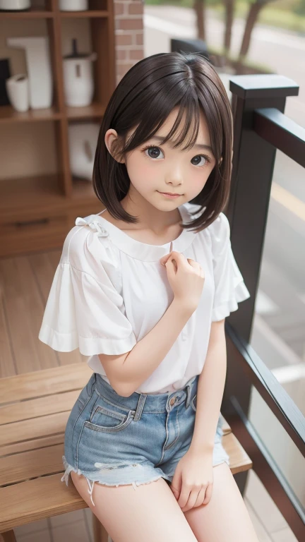 detailed , master piece , best quality , woman , blouse , (from above) , smile
