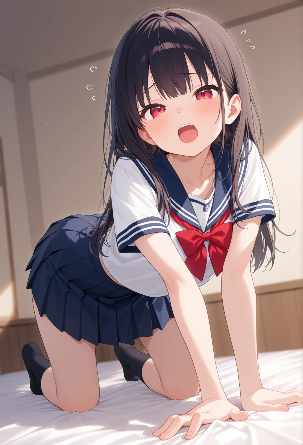 (((nsfw、see through)))、sunny、Blue sky、high quality、high resolution、(((Little Girl)))、(((Young Girl)))、(((little girl)))、Short height、whole body、Thin legs、Angle from below、Low - Angle、Black Hair、Cat ear、Long Hair、blue eyes、sexual excitement、Face of Shame、Moist eyes、(((Eyes are hearts)))、i love you、(((tears)))、(((Whimpering)))、(((tearsを流す)))、shed tears、Hot Breath、smile、Climax、orgasm、(((Drooling)))、(((Drool)))Sweatばむ肌、Sweat、(((Lead)))、(((Leadを首に付けた少女)))、Tough Collar、(((girl with a leash around her neck)))、My crotch is wet、My crotch is wet、Adult Toyasturbation、(((Vaginal Vibrator)))、(((Clear liquid splashing from the vagina)))、high quality、Sailor suit、Ruffled Skirt、(((Check miniskirt)))、barefoot、Sexy、School、Show your crotch、Showing off your crotch、I'm not wearing panties、No underwear