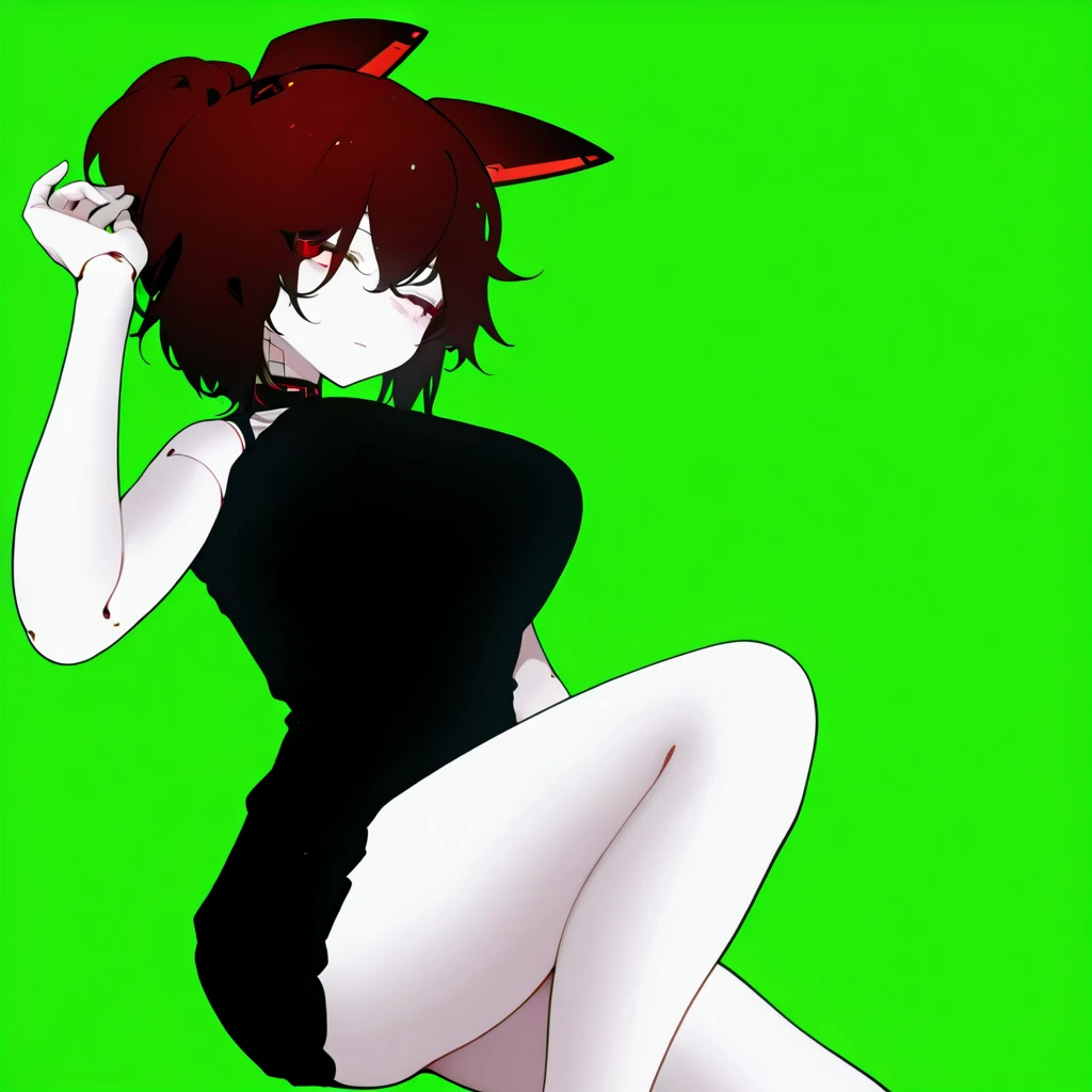 Ranma, cabello rojo, Cabello con trenza, ojos azules, ojos detallados, cuerpo completo, Cleavage Bulge, Sexy Attire, Cat Lingerie, orejas de gato, cola de gato,