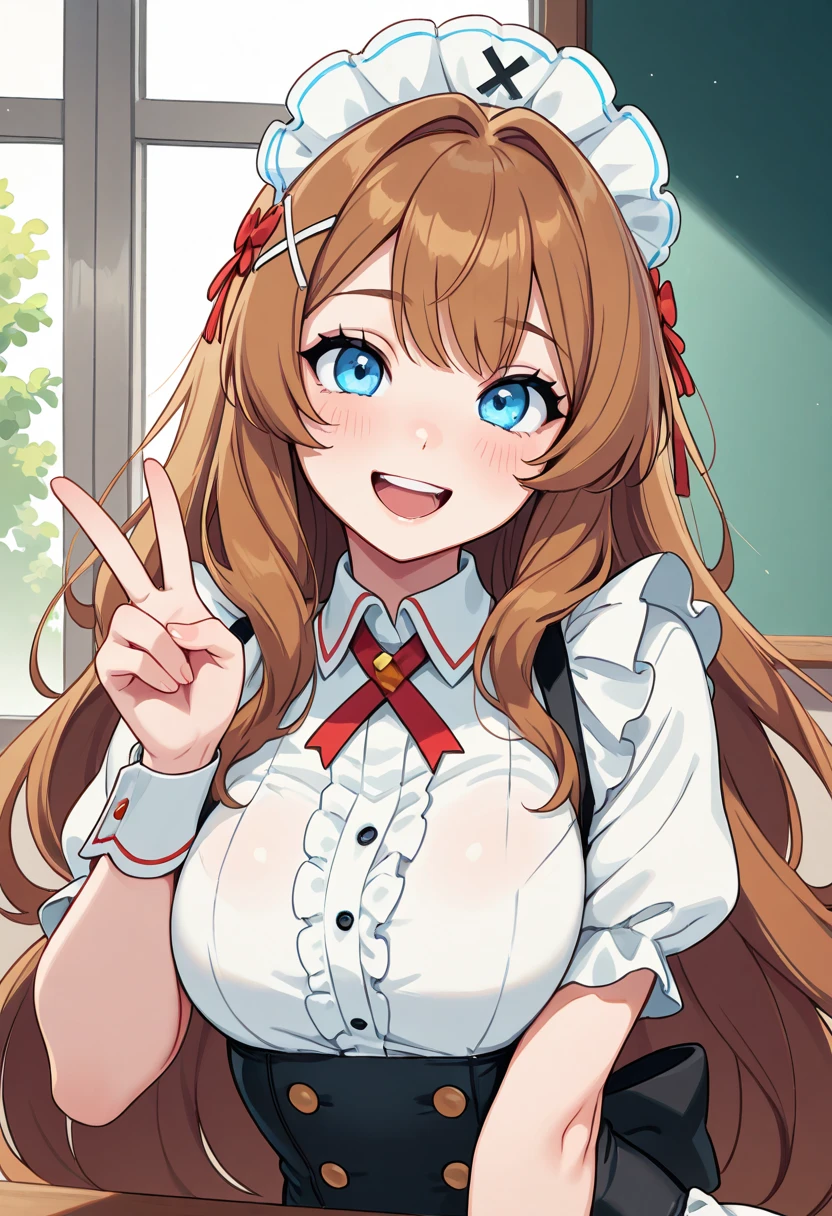 (masterpiece, best quality:1.2), solo, 1girl, viperbunny, smile, looking at viewer, holding, phone <lora:viper-nikke-richy-v1_1:1.0>