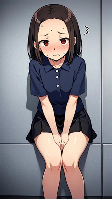 Yukimi, 10.,Full nudity, Completely naked,Blunt bangs, Shortcuts,,Flat Chest, Expressionless, shy, whole body, Highest quality, School classroom、pussy、Angle from below、Kneel、(pussy:1.4)、(Masturbation:1.4)、(male'Head between thighs:1.4)、Embarrassing、Small nipples