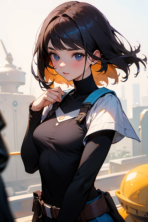 1 girl, long hair, black hair, straight hair, short bangs above brows, blue eyes,
BREAK (masterpiece), (high resolution 8K), cinematic lighting, professional lighting, detailed eyes and face, detailed body,
BREAK Coverall, fullbody, dynamic angle,