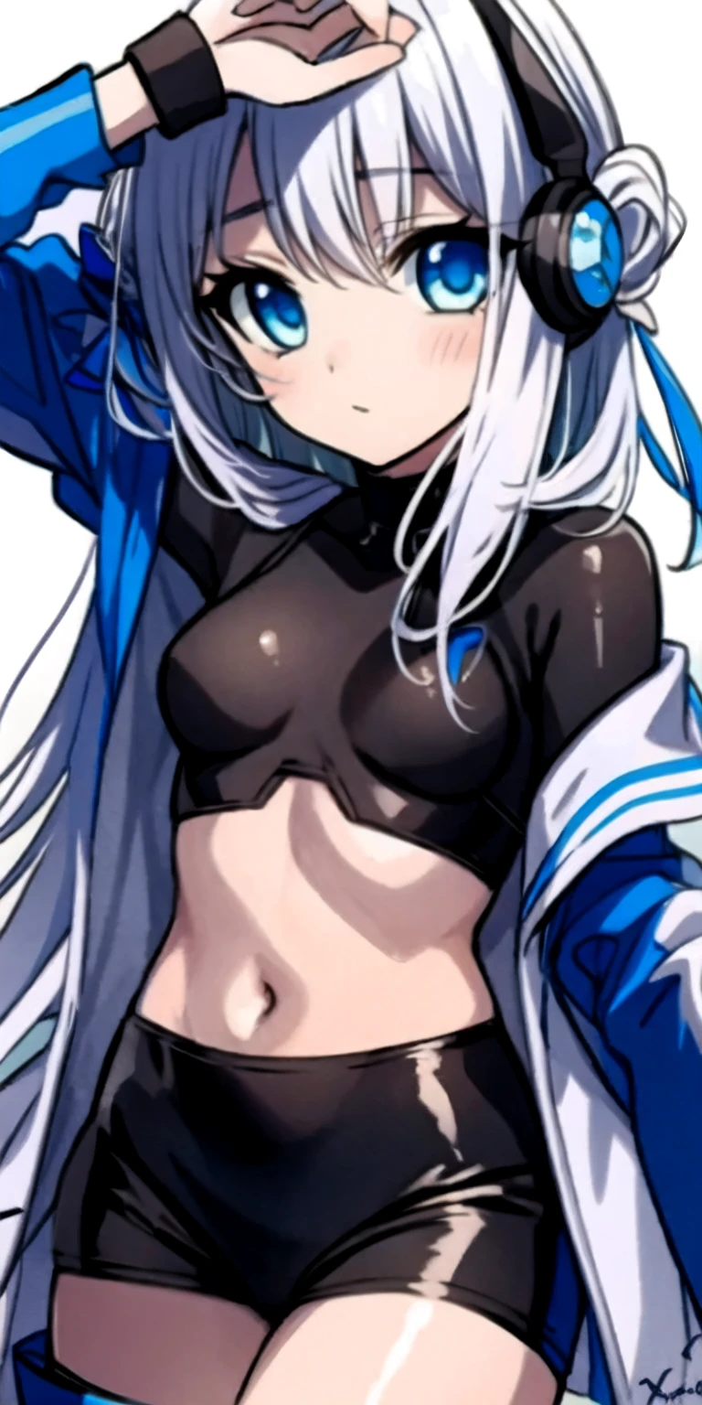 A beautiful girl in a tight plug suit, her face blushing, nipples visible through the see-through material, other's hand reaching into her panties, semen on her body, bukkake effect.