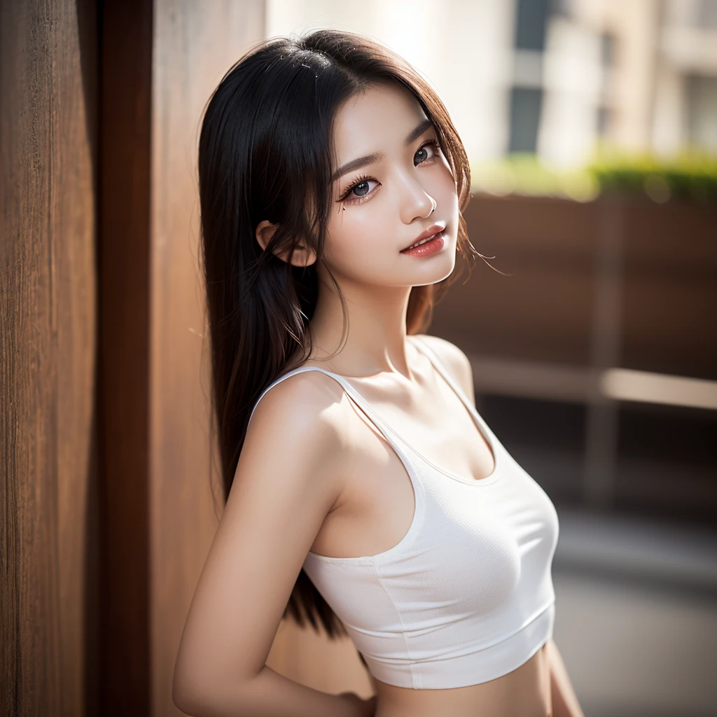 (Yoga pose: 1.2), (eye level view: 1.4), (fitness photo: 1.4), RAW UHD photo of a woman, (calm face: 1.2) (Black straight hair: 1.0), (Toned Body: 1.5), (peaceful expression: 1.4), (yoga outfit), Background is Park, clear Grey eyes with high detail, (perfect anatomy: 1.5), (sunrise time: 1.5), (natural light mood and tone: 1.5), (outdoor light: 1.6).
