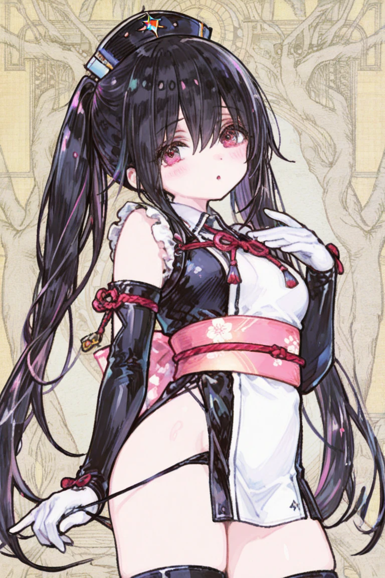 (8K、Highest image quality、best quality、masterpiece)、Delicate face、((one ))、Black Hair、hammerhead shark、（（Hair blocks the eyes））、Red Eyes、shy、((Red Chinese clothes))、Completion、Hands on hips、Cowboy shooting、City background，Black clothes，Black Hair，Short Mini Dress，Hair covering eyes，（Large Breasts），shy的，Exceed，Thick Legs，From bottom camera angle，Fascinating three-dimensional,Fascinating three-dimensional，Stand in front of the hotel，Black clothes，Black Hair