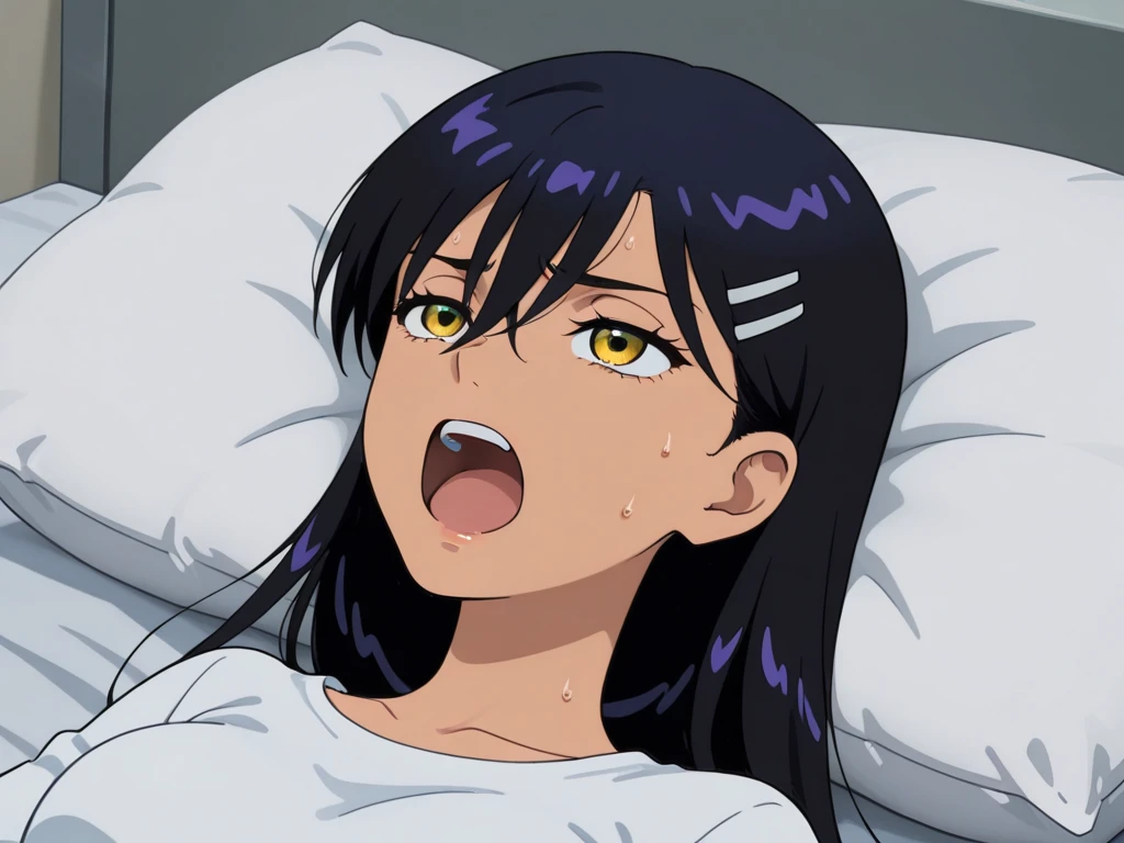  (nsfw:1), (Uncorrected:1), score_9, score_8_up, score_7_up, score_6_up, score_5_up, score_4_up, very detailed illustration,masterpiece,top quality,shiny skin、Adult、
intravaginal、Panties with penis、semen、
( from the front ),
( sex ),
Anime Screencap, Anime Coloring,  Nyaan、1 girl、WOMEN'S FOCUS、Long Hair、underwear only、dark haired、solo、multicolor eyes、yellow eyes、hair between the eyes、bungs、bikini、Ahegao, Trogao, Stick out your tongue, opens her mouth and smiles,rough breath、trembling from the side,from behind、Looking back、