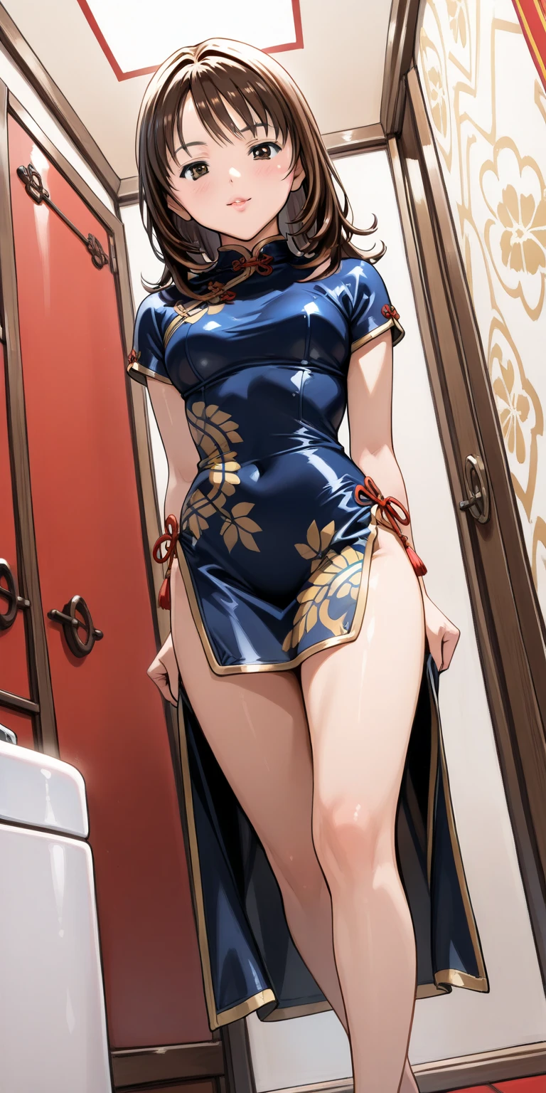 (Hyperrealistic), (illustration), (high resolution), (8K), (Extremely detailed), (Best Illustration), (Beautiful detailed eyes), (Best quality), (Ultra-detailed), (Masterpiece), (the wallpaper), (Photorealistic), (Natural light), (rim lit), (Detailed face), (Highly detailed realistic skin textures), (Anatomically correct), (Solo), (1 girl), (high detailed realistic hair), (Blue hair:1.2), spiked hair, (Heterochromic eyes), (detailed green eyes), (Small moles under the eyes), (Realistic big breasts:1.5), (Exposed breasts:1.3), (Long legs), (Slender abs), (Dynamic pose), (Closed mouth:1.3), (traditional Hanfu attire), (Sheer clothes:1.5), NSFW,nakeness