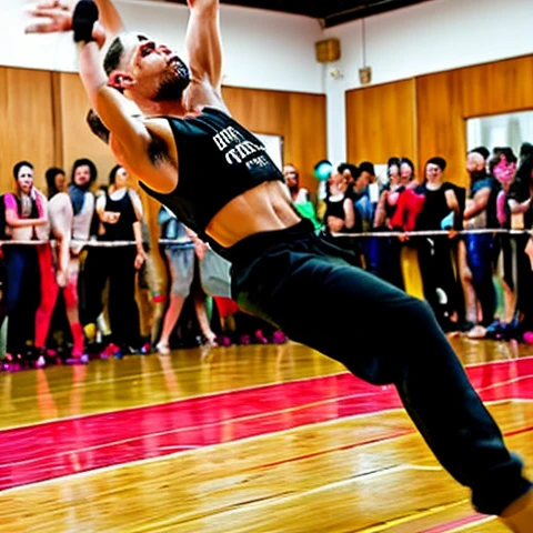 young guy, Dancer, Beautiful, sexual, wearing a dance shirt, dancing salsa