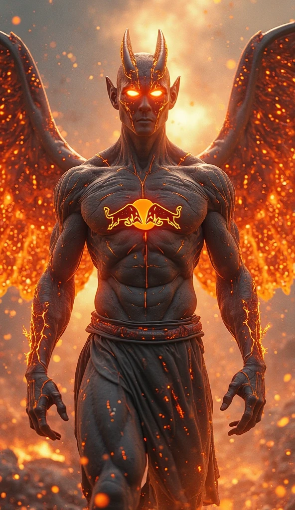 A strong twink man, muscular with short, orange undercut hair and freckles, stands in a battle-ready stance with his arms crossed. He is shirtless, revealing his well-defined torso and arms. He wears fitted pants adorned with flame patterns in red and black. His smooth, well-groomed underarms are visible, and his gaze is directed straight ahead with a fierce, determined intensity. The surroundings are ablaze with warm hues of red, orange, and gold, creating a dramatic and intense atmosphere. Flames erupt around him, casting dynamic shadows and emphasizing his readiness for combat. The ground is covered in glowing embers and ash, reflecting the fiery nature of his element. The image is rendered in a photorealistic, hyper-realistic 8k style, with vibrant HDR and chiaroscuro lighting that highlights the fiery energy and motion of the scene, accentuating his commanding presence and readiness for battle.