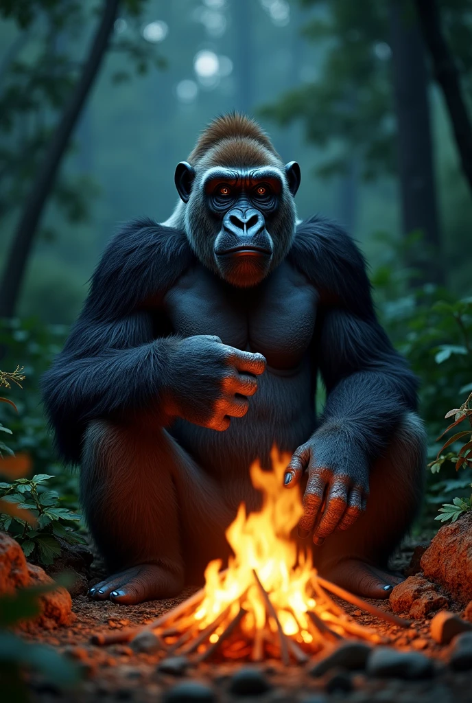 Monsoon,(Gorilla:1.3),Witch's Spellcasting Den with Cauldrons and Spellbooks,