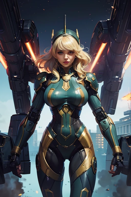 1girl,Alicia Viewsrtream, blonde hair, wavy hair, long hair,red lips,red impossible clothes,red elbow gloves,red thigh boots,cape,incredibly absurdres,Volumetric Lighting,moody lighting,thighs,realistic,reality,hetero,smug,fighting_stance, best quality:1.4, intricate details, sharp focus, highres, eleborate atmosphere:0.90, 8K, 4K, UHD, 32k UHD resolution, realistic photo, professional photography, Ultra Detailed 8K CG, ultra high res, High quality texture, High quality shadows, vivid colors, HDR, space station, windows, military officers,