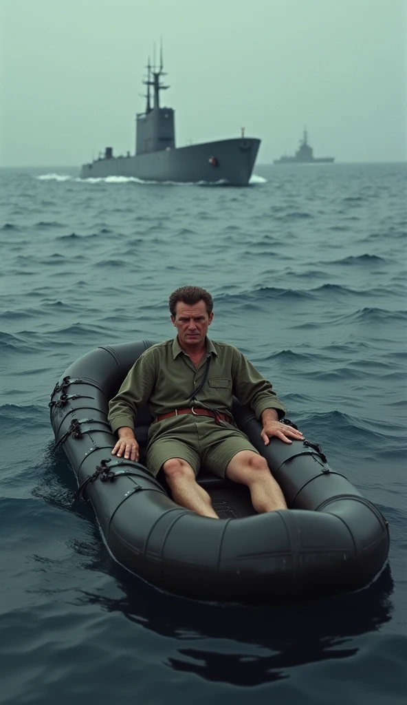 Make a picture of vladamir Putin sitting on submarine in Ocean