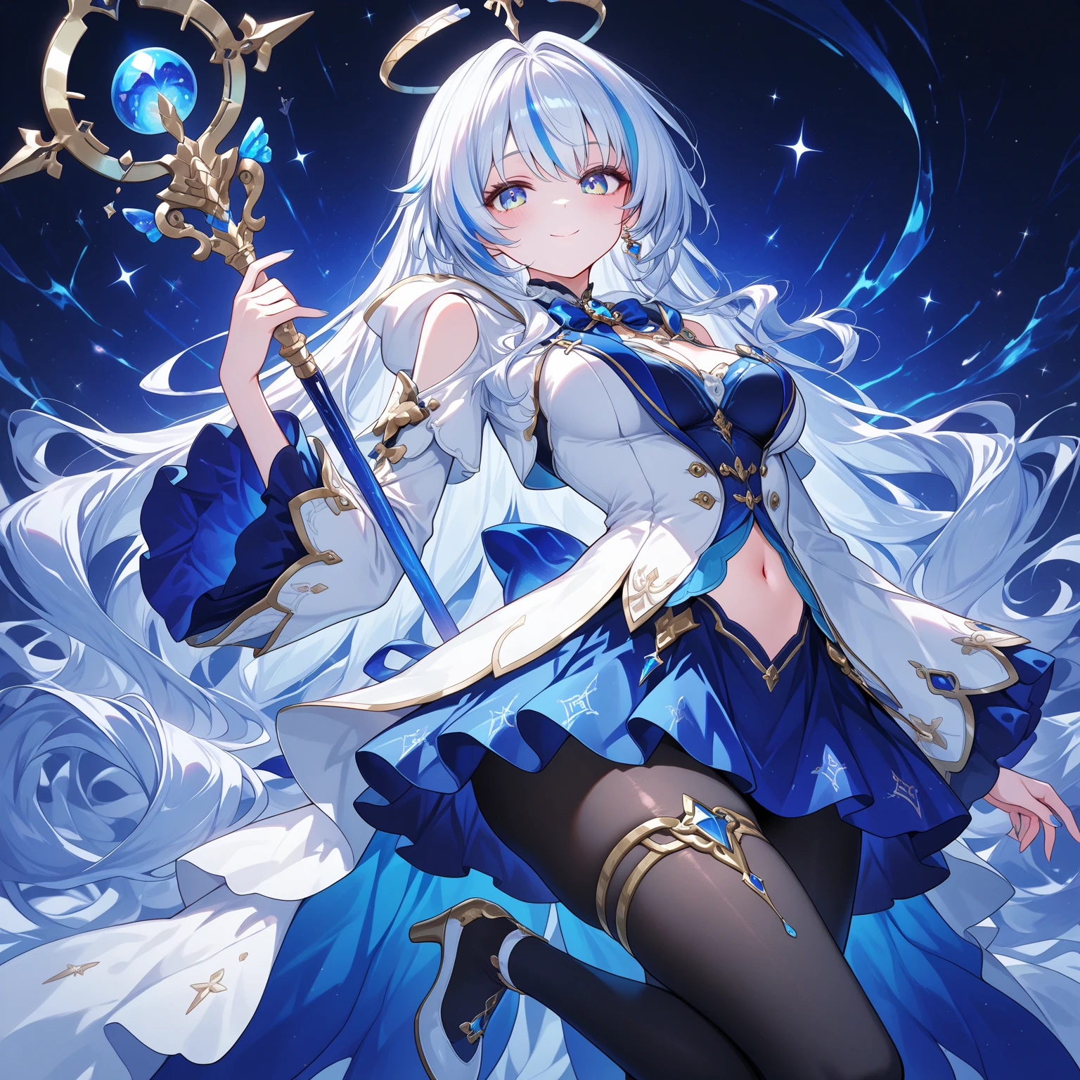 Works of masters，Best image quality，超高分辨率，Break XX，sorceress woman，long whitr hair，white colors，A patient expression，vacant eyes，blue colors，exposing her chest，The large，Erotic lingerie，lifting up skirt，Creampie，8K分辨率，Peerless beauty，Hair is depicted in detail，Small nose，exquisite lighting and shadows，The facial features of the golden ratio，k hd，with light glowing，White glowing particle effect，（rich colours），bare-legged，