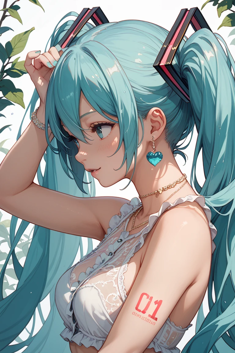Completely naked　A cute girl with an insane amount of lotus flower tattoos all over her body　rainbow colored hair　big breasts