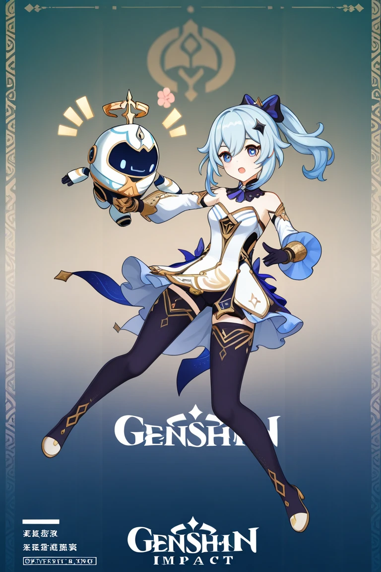 - Extend the leg up and open the pelvis, Thick hips, tearing, Effort, High Quality, Movie Poster, Furina from Genshin, Furina