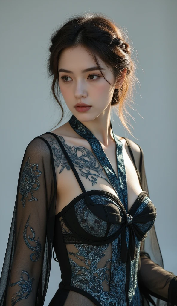 beautiful Korean women,shorth hair,high-heels,27yo,Whip whip,Underwear with see-through,de pele branca,