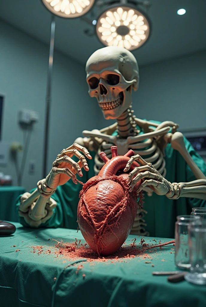 Skull performing an autopsy
